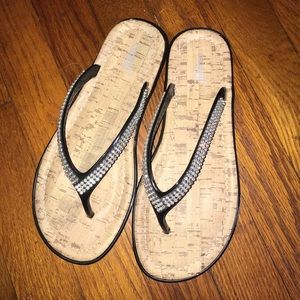Women’s Flip flops sandals sparkly black